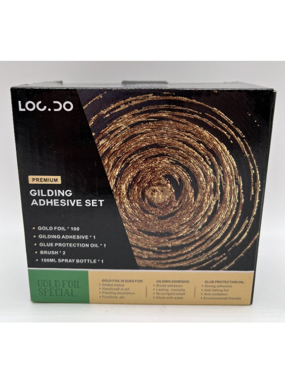 Gold Leaf Gilding Adhesive Set w/100 Gold Foil/adhesive/oil/brushes/spray bottle